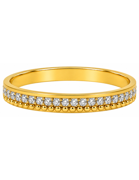 Anillo para Mujer con Circonitas y Bolitas - Oro Amarillo 18K