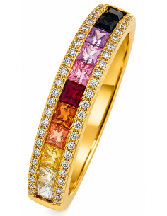 Anillo para Mujer con Circonitas de Colores - Oro Amarillo 18K