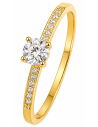 Anillo para Mujer Tipo Solitario con Circonitas - Oro Amarillo 18K