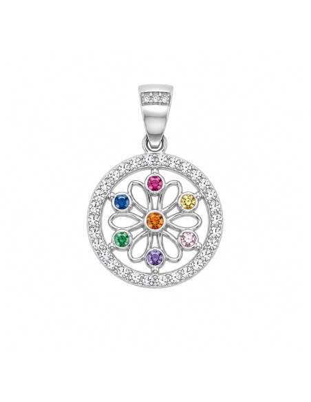 Colgante para Mujer Mandala Multicolor - Plata de Ley