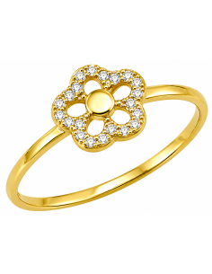 Anillo para Mujer en forma de Flor con Circonitas - Oro Amarillo 18K