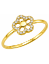 Anillo para Mujer en forma de Flor con Circonitas - Oro Amarillo 18K