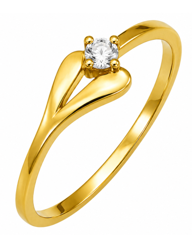 Anillo para Mujer Solitario con Circonita - Oro Amarillo 18K