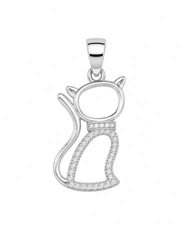 Colgante para Mujer Gato Calado con Circonitas - Plata de Ley