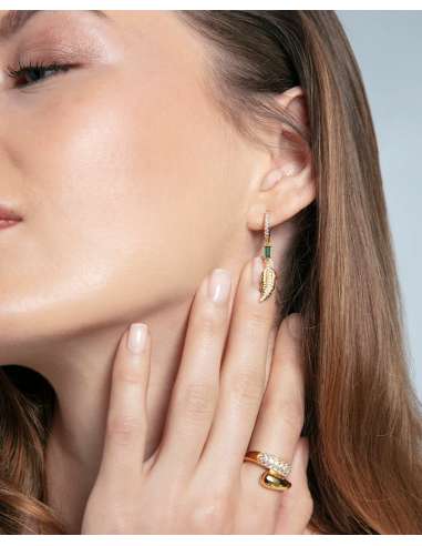 Pendientes para Mujer de Plata Dorada Hojas con circonitas - Viceroy 2375E100-32