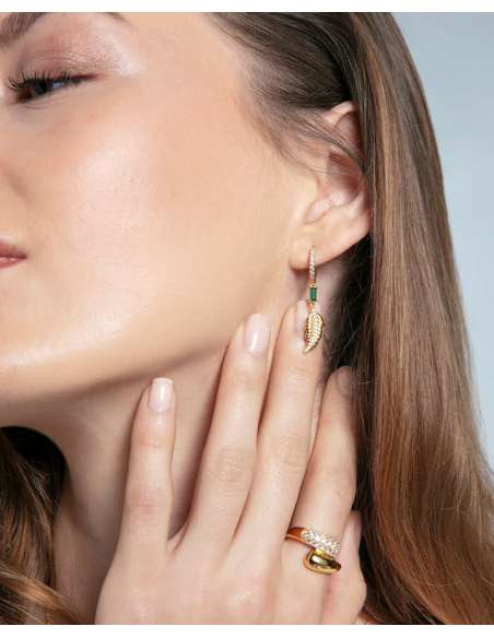 Pendientes para Mujer de Plata Dorada Hojas con circonitas - Viceroy 2375E100-32