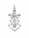 Colgante Cristo Crucificado con Cruz, Ancla y Timón - Plata de ley
