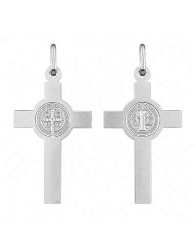 Colgante Cruz con la medalla de San Benito de plata - Plata 925