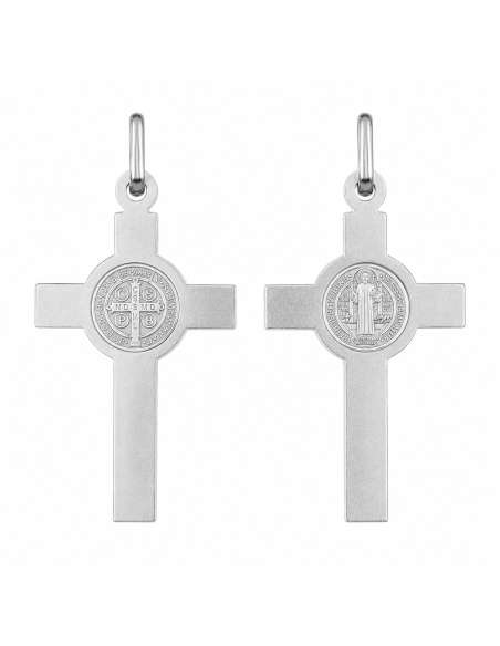 Colgante Cruz con la medalla de San Benito de plata - Plata 925