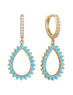 Pendientes para Mujer de Acero Dorado con Turquesas y Circonitas - Viceroy 2367E100-33