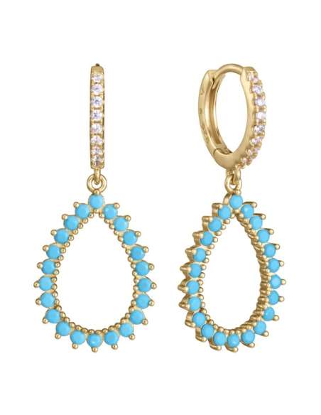 Pendientes para Mujer de Acero Dorado con Turquesas y Circonitas - Viceroy 2367E100-33