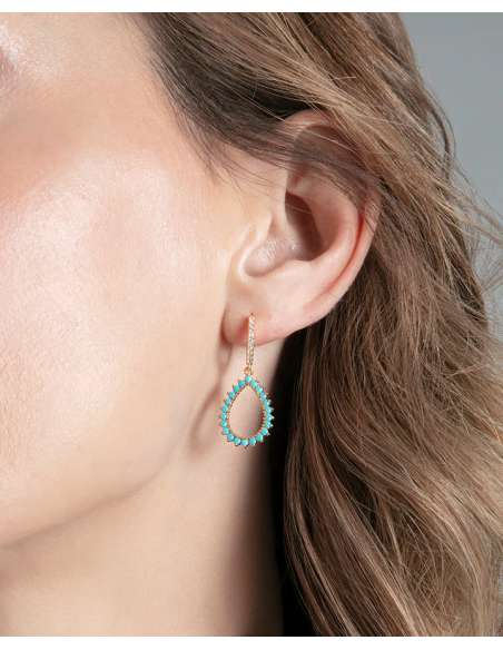 Pendientes para Mujer de Acero Dorado con Turquesas y Circonitas - Viceroy 2367E100-33