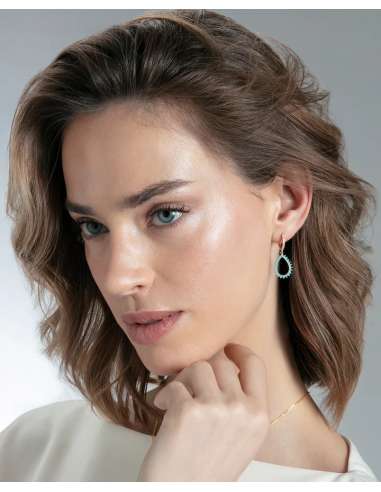 Pendientes para Mujer de Acero Dorado con Turquesas y Circonitas - Viceroy 2367E100-33