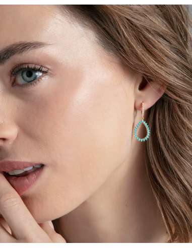 Pendientes para Mujer de Acero Dorado con Turquesas y Circonitas - Viceroy 2367E100-33
