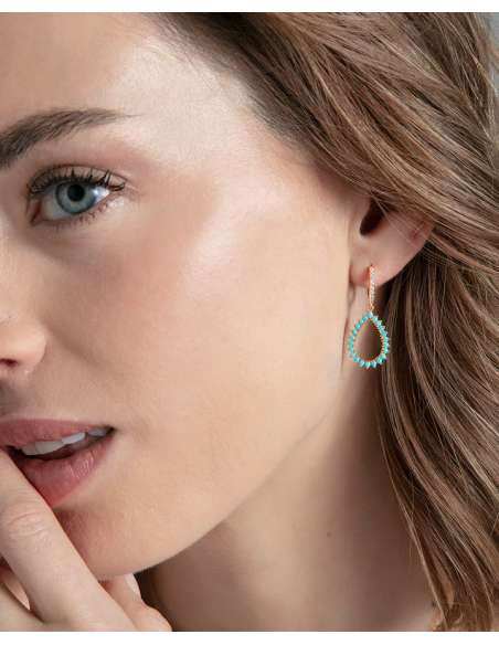 Pendientes para Mujer de Acero Dorado con Turquesas y Circonitas - Viceroy 2367E100-33