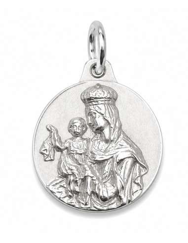 Medalla Escapulario Virgen del Carmen y Corazón de Jesús - Plata 925