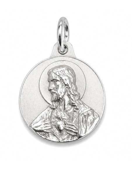 Medalla Escapulario Virgen del Carmen y Corazón de Jesús - Plata 925