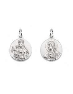 Medalla Escapulario Virgen del Carmen y Corazón de Jesús - Plata de ley