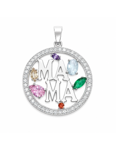 Colgante Mamá con Circonitas Multicolor - Plata de Ley