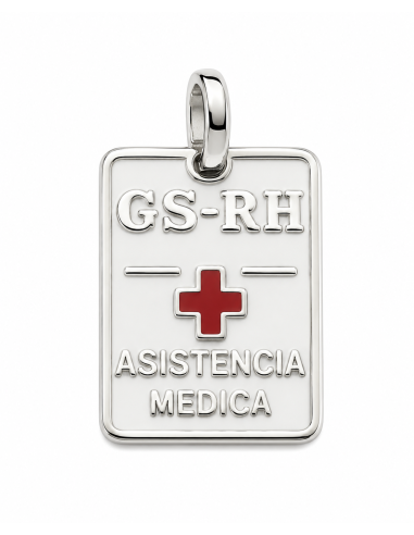 Colgante Grupo Sanguíneo O Positivo (O+) con Cruz Roja - Plata de Ley