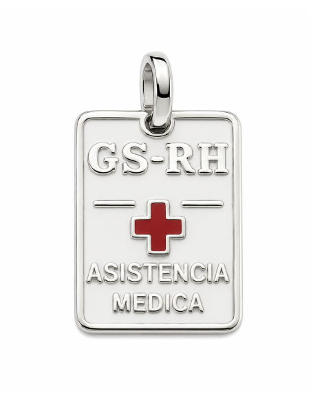 Colgante Grupo Sanguíneo O Positivo (O+) con Cruz Roja - Plata de Ley
