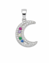 Colgante Luna Creciente con Circonitas Multicolor - Plata de Ley