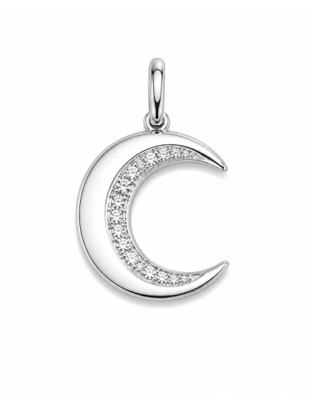 Colgante Luna Creciente con Circonitas - Plata de Ley