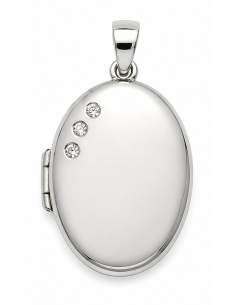 Guardapelo Reliquiario Ovalado con Circonitas - Plata de Ley