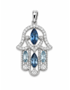 Colgante Mano de Fátima con Circonitas Azules - Plata de Ley