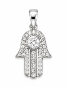 Colgante Mano de Fátima con Circonita Blanca - Plata de Ley