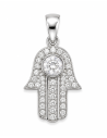 Colgante Mano de Fátima con Circonita Blanca - Plata de Ley