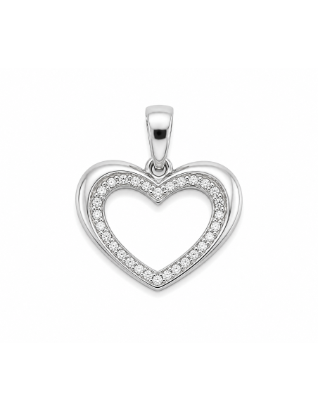 Colgante Corazón Calado con Circonitas - Plata de Ley