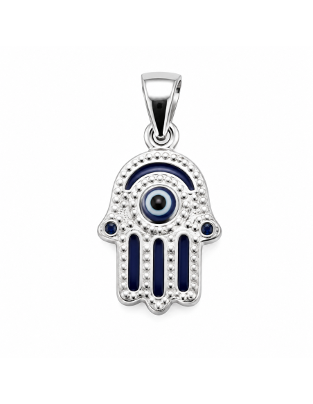 Colgante Mano de Fátima con Ojo Turco - Plata de Ley
