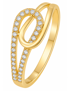 Anillo para Mujer Entrelazado con Circonitas - Oro Amarillo 18K