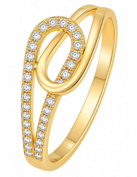 Anillo para Mujer Entrelazado con Circonitas - Oro Amarillo 18K