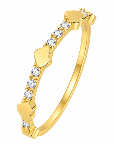 Anillo para Mujer Corazones y Circonitas - Oro Amarillo 18K
