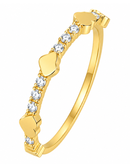 Anillo para Mujer Corazones y Circonitas - Oro Amarillo 18K