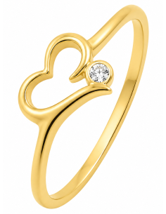 Anillo para Mujer Corazón con Circonita - Oro Amarillo 18K