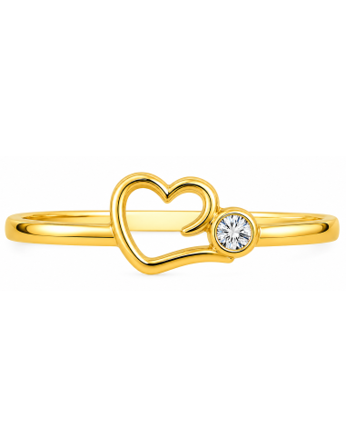 Anillo para Mujer Corazón con Circonita - Oro Amarillo 18K
