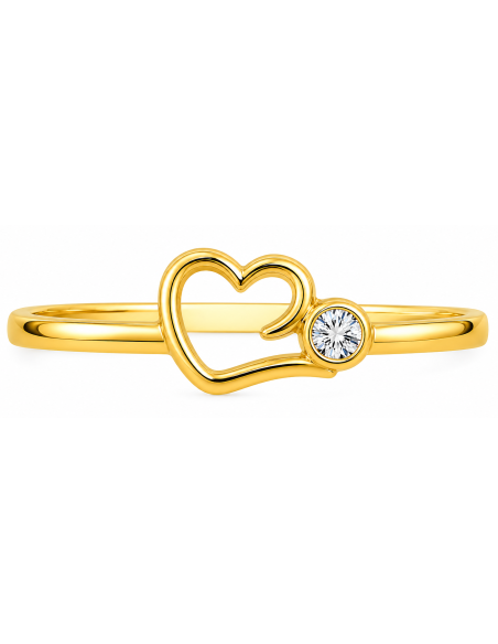 Anillo para Mujer Corazón con Circonita - Oro Amarillo 18K