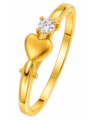 Anillo para Mujer corazón con Circonita - Oro Amarillo 18K
