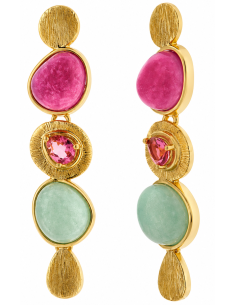 Pendientes para Mujer de Plata Dorada con Piedras Naturales - Salvatore 241A0101