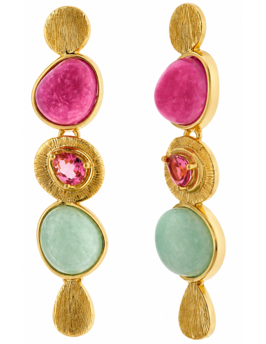Pendientes para Mujer de Plata Dorada con Piedras Naturales - Salvatore 241A0101
