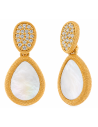 Pendientes para Mujer de Plata Dorada con Nácar y Circonitas - Salvatore 190A0020
