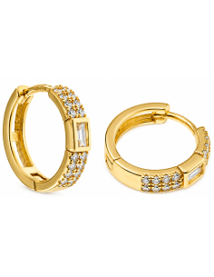 Pendientes para Mujer Aro de Plata Dorada con circonitas - Salvatore 213A0658