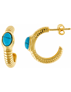 Pendientes para Mujer de Plata Dorada con Piedra Azul - Salvatore 269A0004