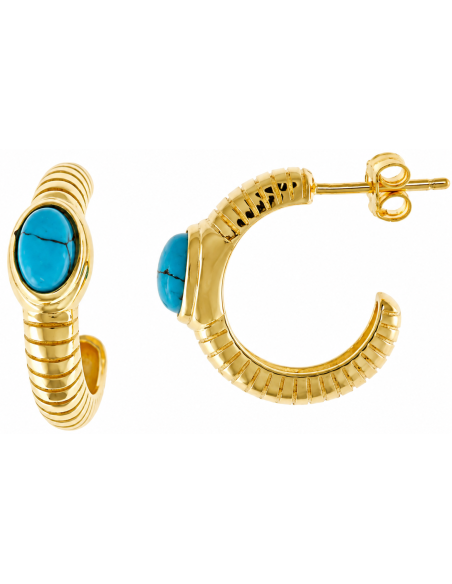 Pendientes para Mujer de Plata Dorada con Piedra Azul - Salvatore 269A0004