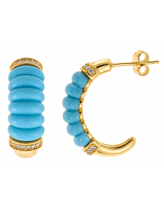 Pendientes para Mujer Medio Aro con Circonitas de Plata Dorada - Salvatore 277AM003