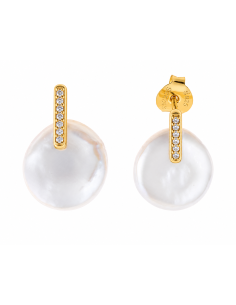 Pendientes para Mujer de Plata Dorada con Perlas y Circonitas - Salvatore 190A0040