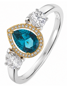 Anillo para Mujer de Plata Circonitas con Blancas y Piedra Azul - Salvatore 136S0441/16
